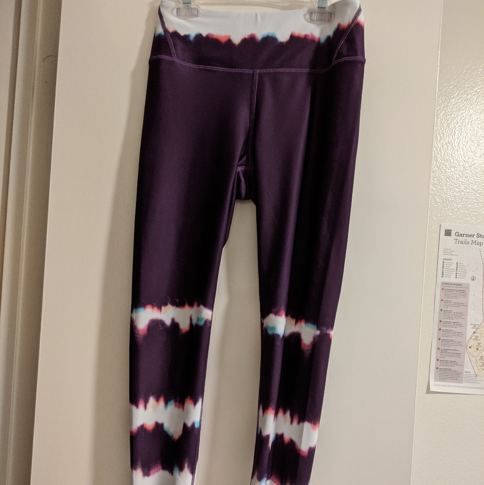 Manduka Purple and White Watercolor Leggings